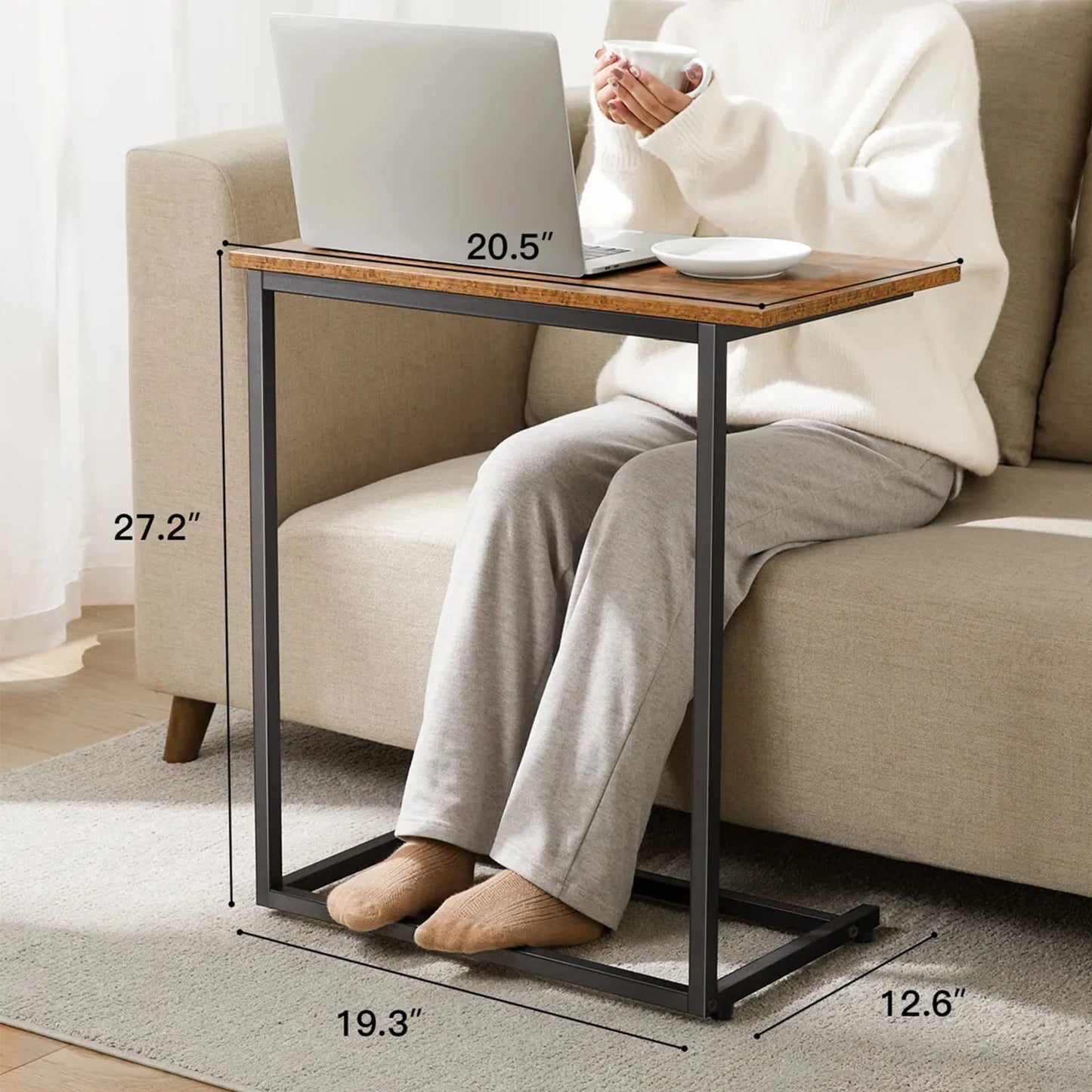 Chitooma Modern Metal C Shape Couch Side End Table Set