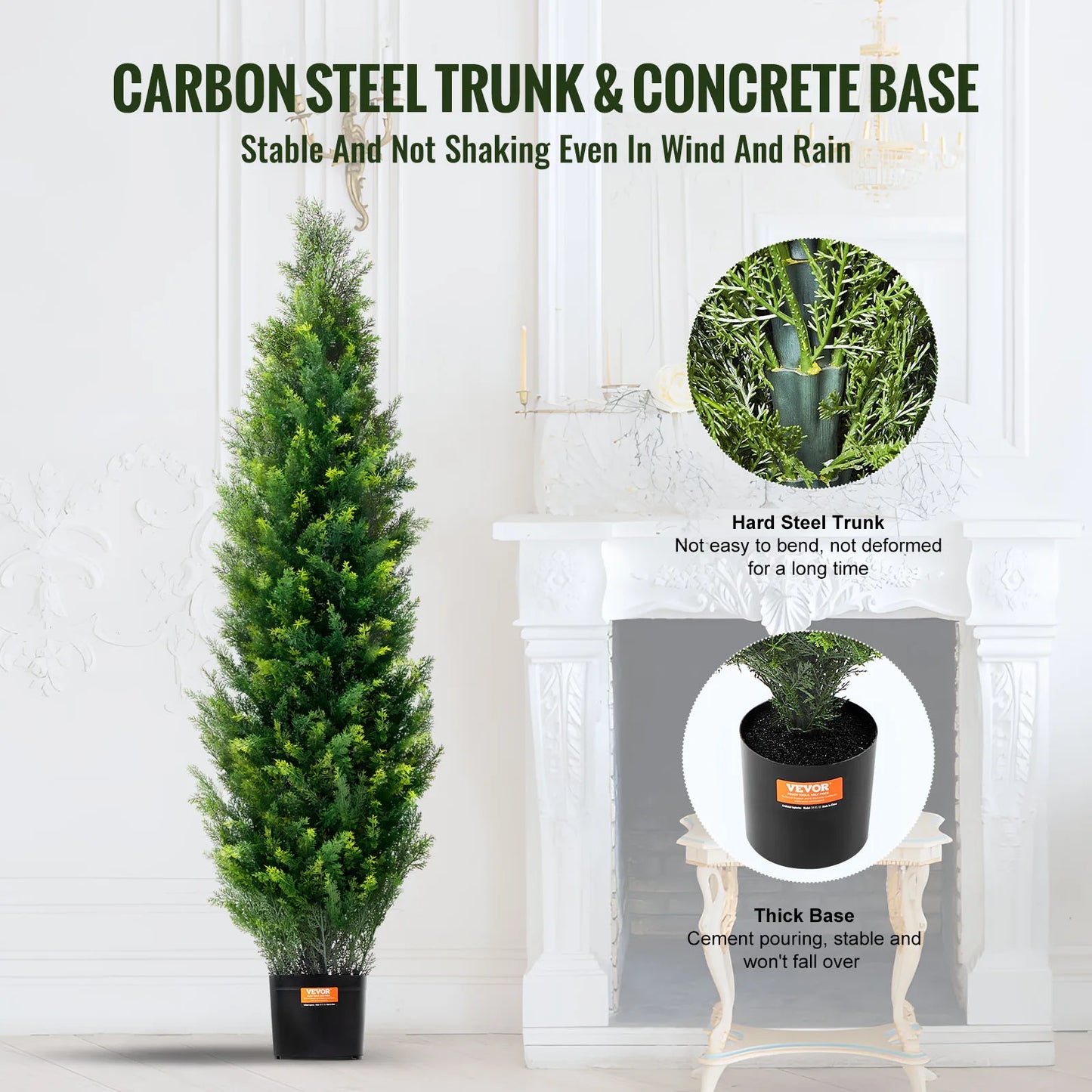 SucceBuy Artificial Cedar Topiary Tree Outdoor Decorative Evergreen Set