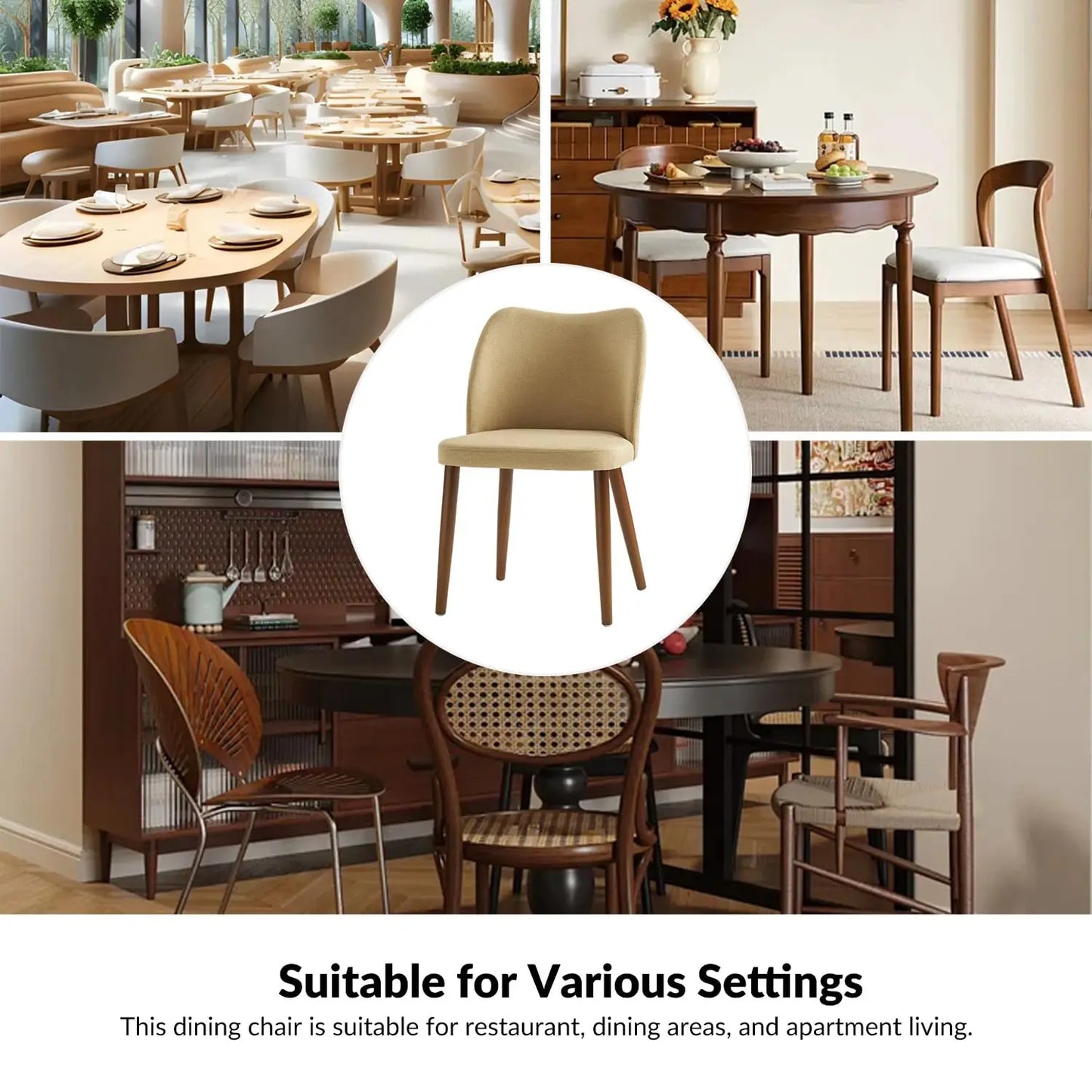 Upholstered Dining Chairs For Kitchen And Dining Room With Curved Back