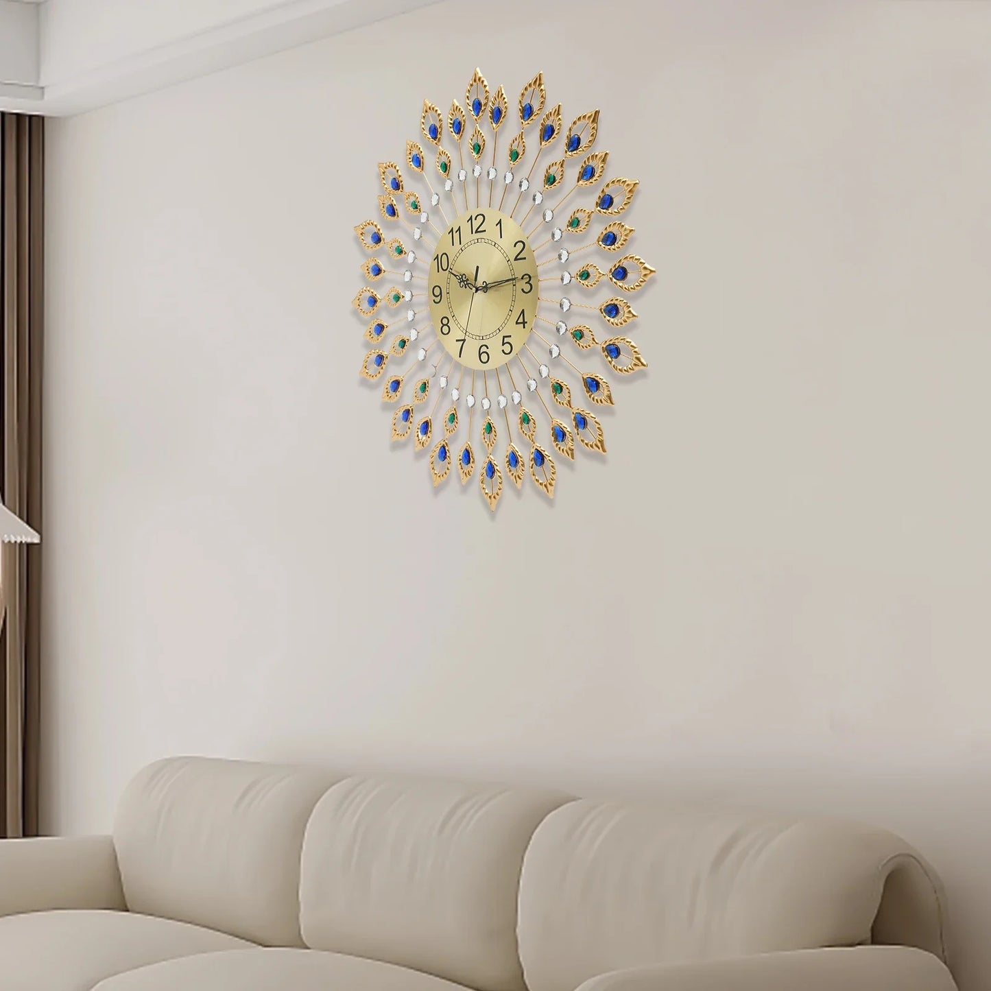 Modern Wall Clock Metal With Acrylic Diamonds Silent Quartz Movement