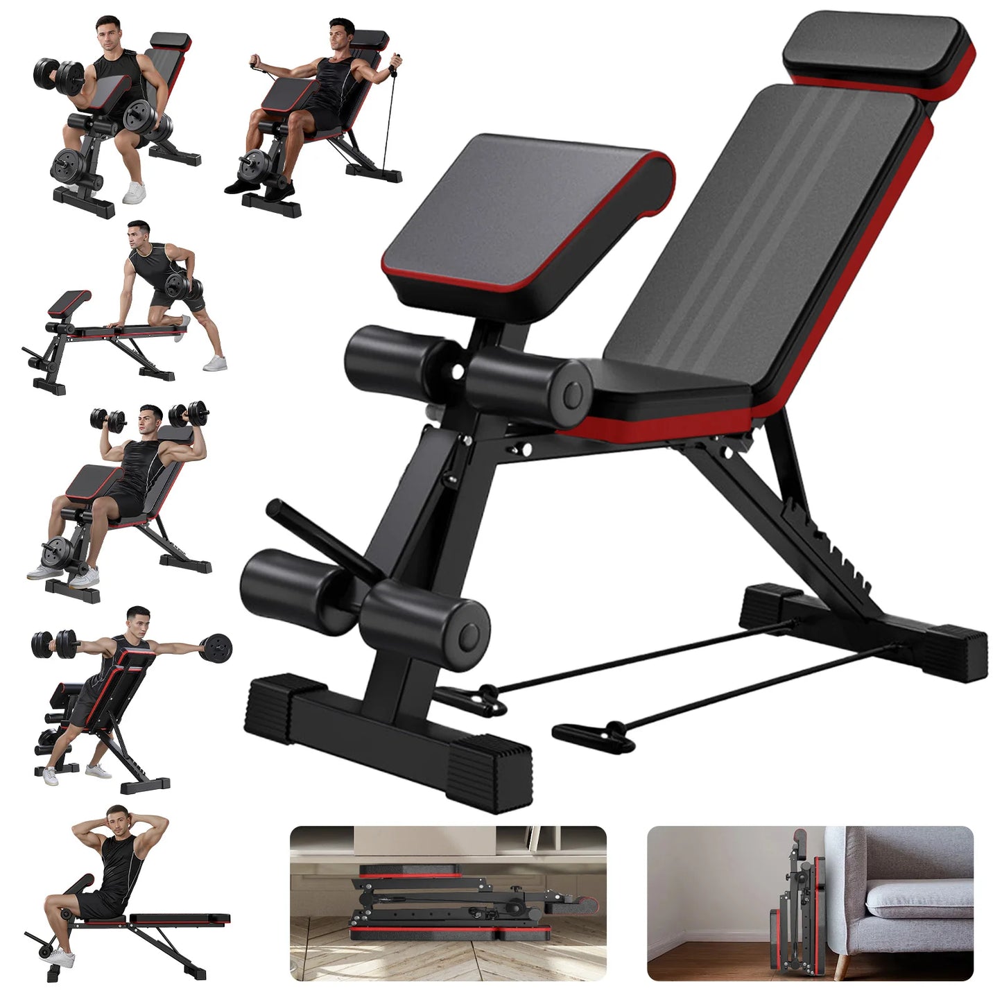 7 Level Foldable Weight Bench Adjustable Incline And Leg Extension