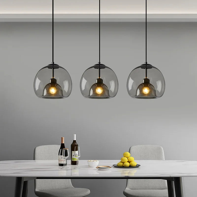 Taonusanshu Nordic Iron Glass Pendant Lamp Kitchen Island