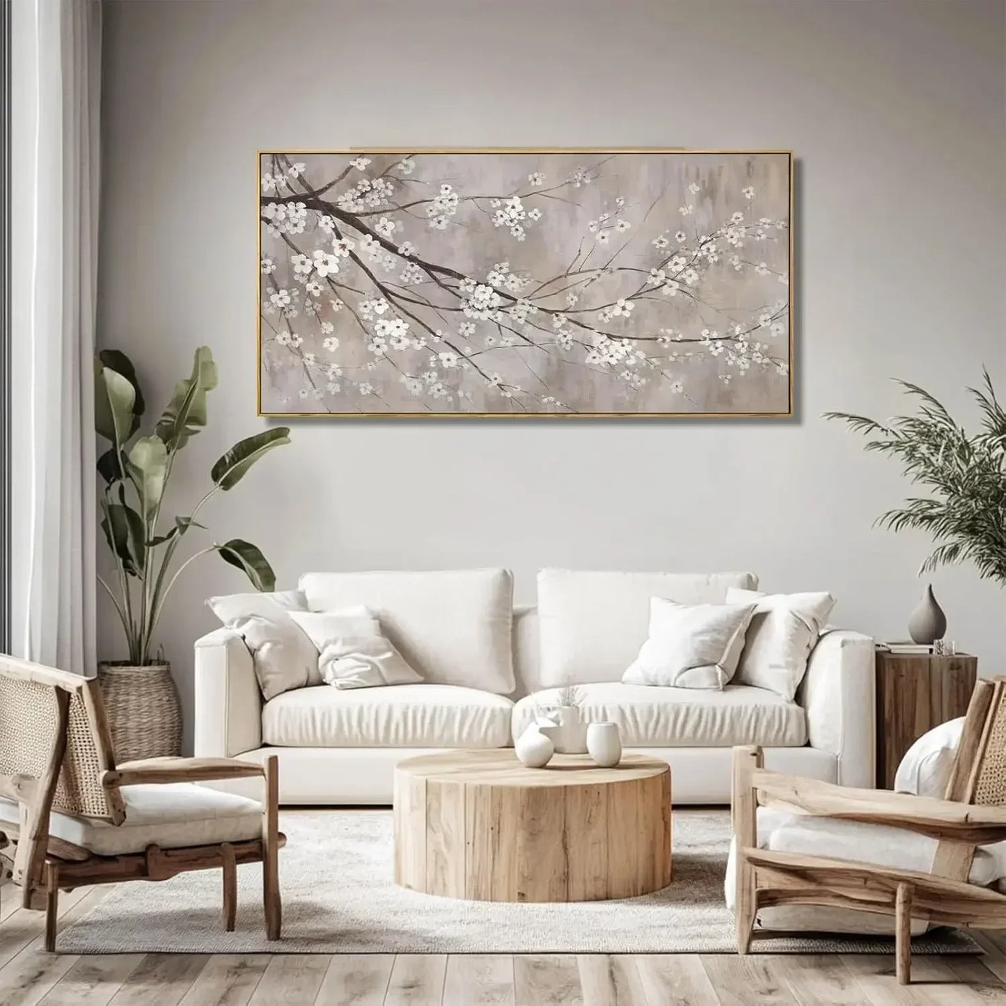 Plum Blossom White Flowers Canvas Painting Wall Art For Living Room