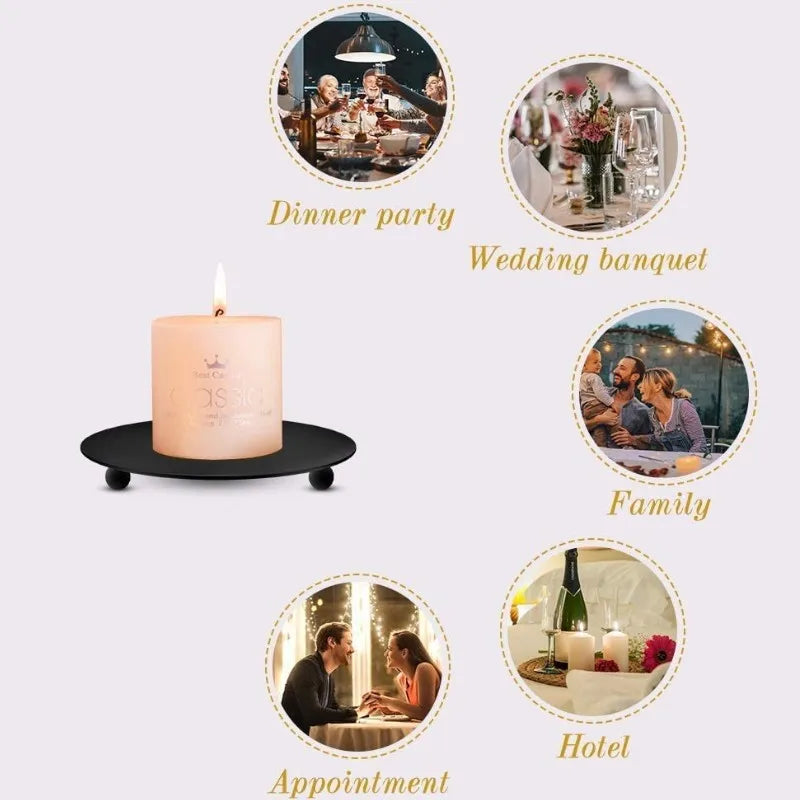 Iron Plate Candle Holder Pillar Candle Stand Modern Metal Pedestal