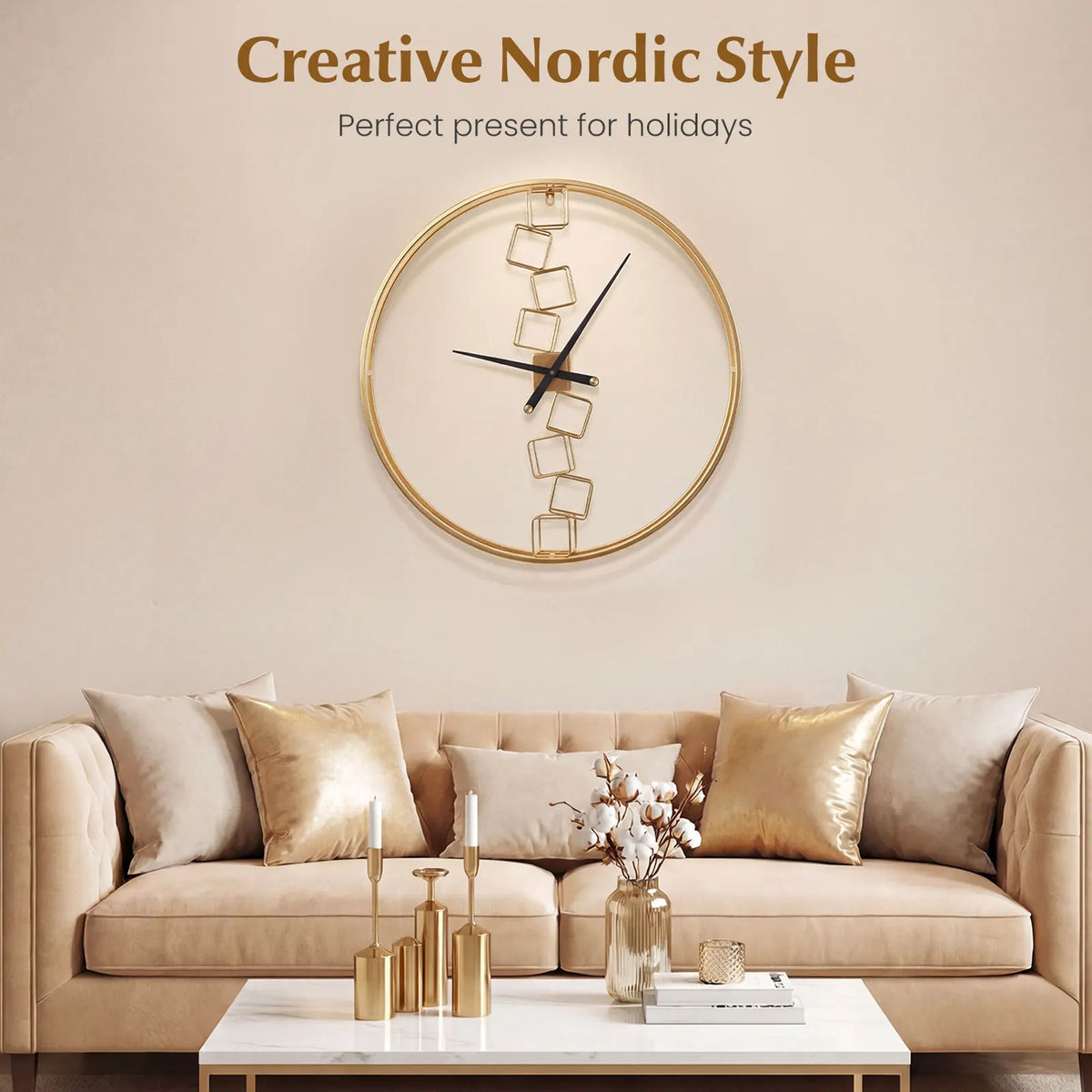 27" Gold Geometric Mid-Century Wall Clock
