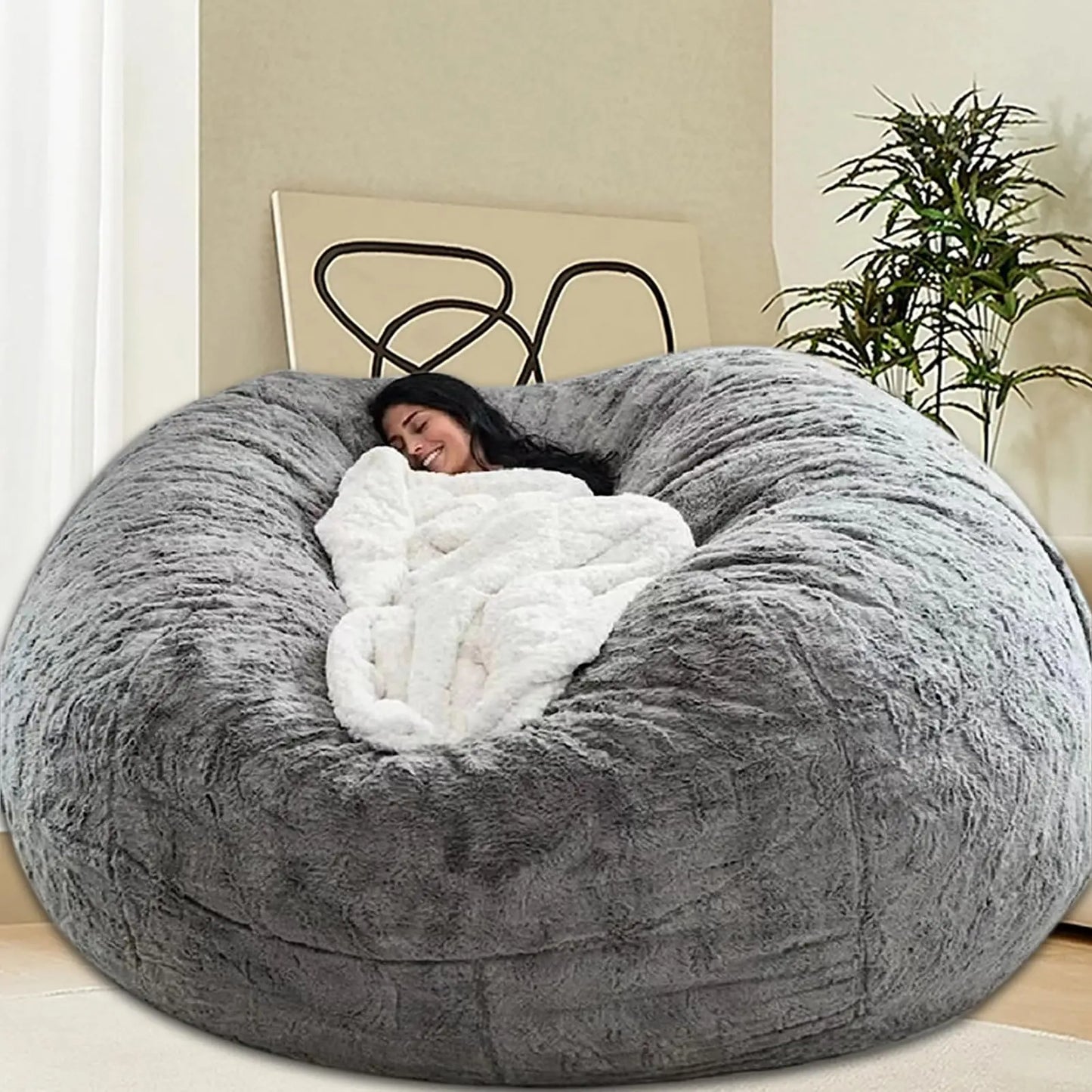 XIUWO Velvet Bean Bag Chair Cover For Adults And Kids
