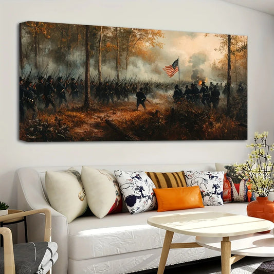 Pine Solid Wood Frame Vintage Gettysburg Travel Theme Canvas Painting
