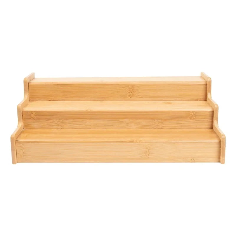 Expandable Bamboo Spice Rack Organizer 3-Tier Step Shelf Kitchen Pantry Cabinet Storage Multifunctional Display Storage