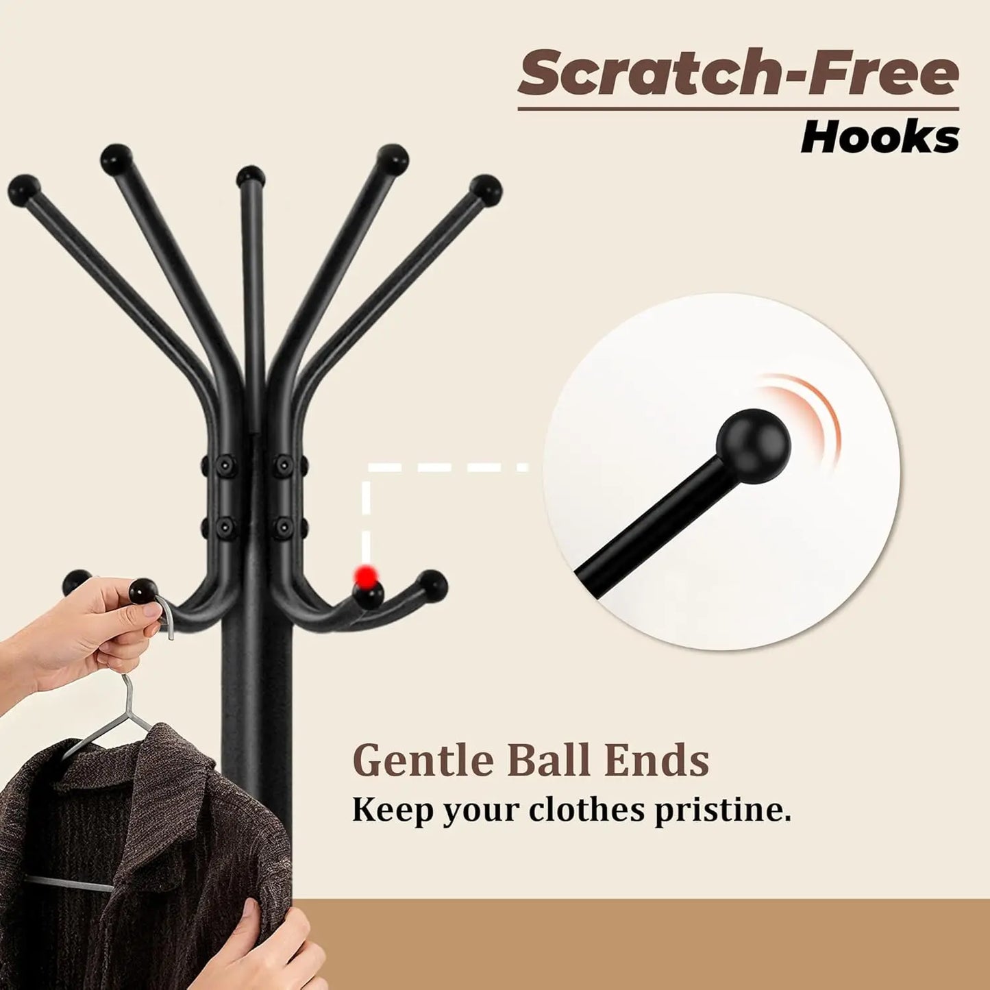 Freestanding Coat Rack With 15 Hooks Hall Tree For Entryway