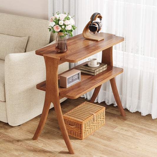 Two Tier Walnut Side Table