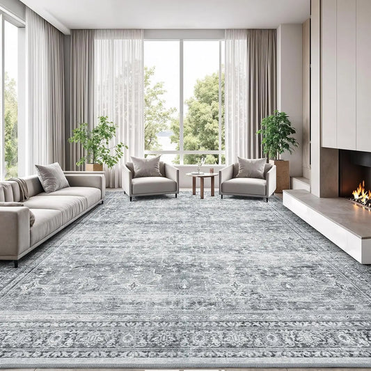 Soft Wool Silk Area Rug With Non Slip Backing Modern