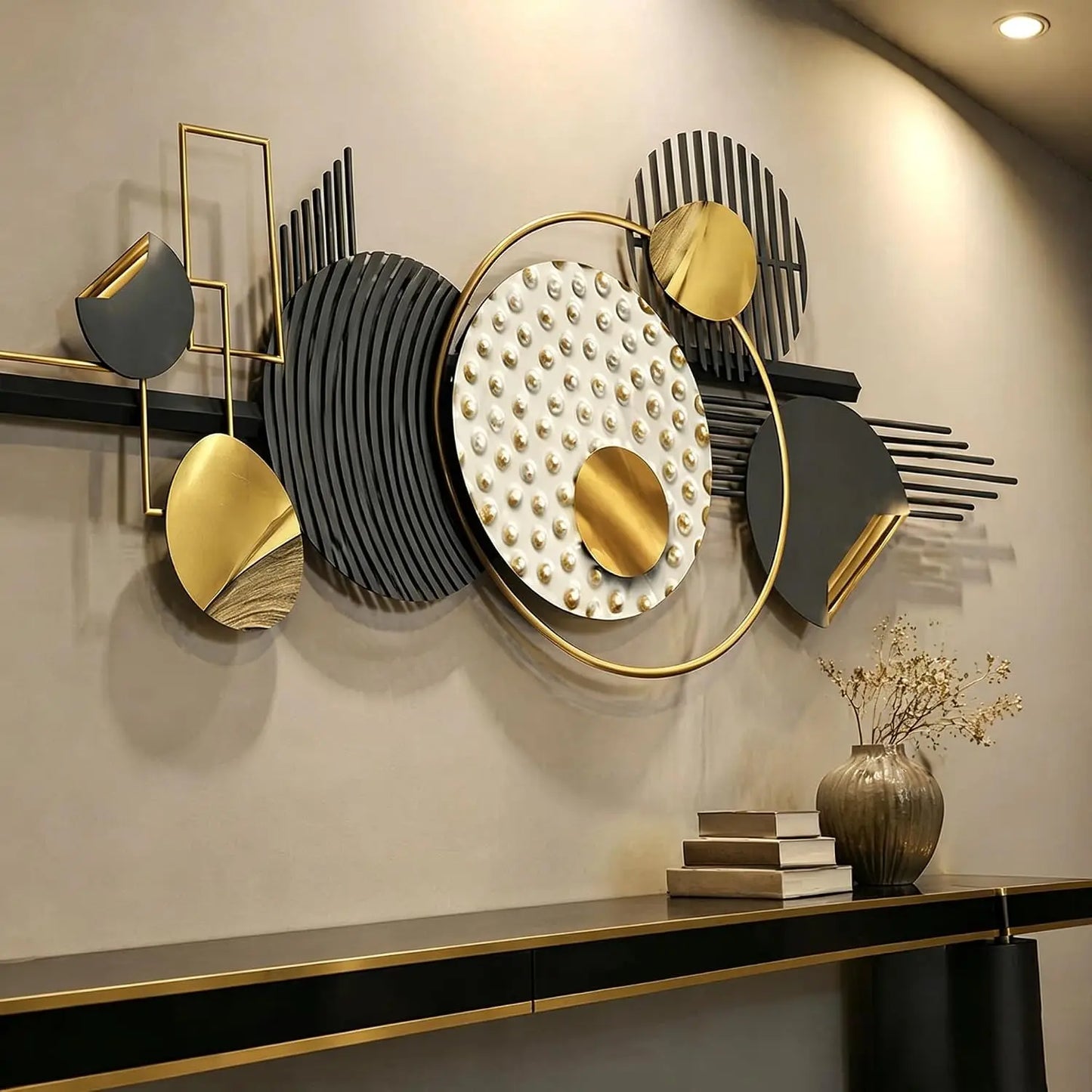 Modern Geometric Wall Art Sculpture Abstract 3D Metal Decor