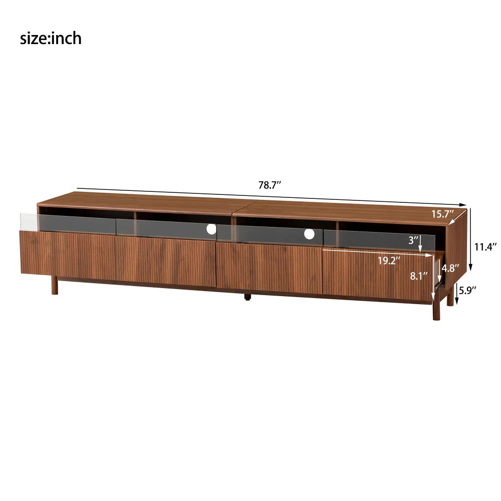 Modern TV Stand Entertainment Center With Glass Drawers