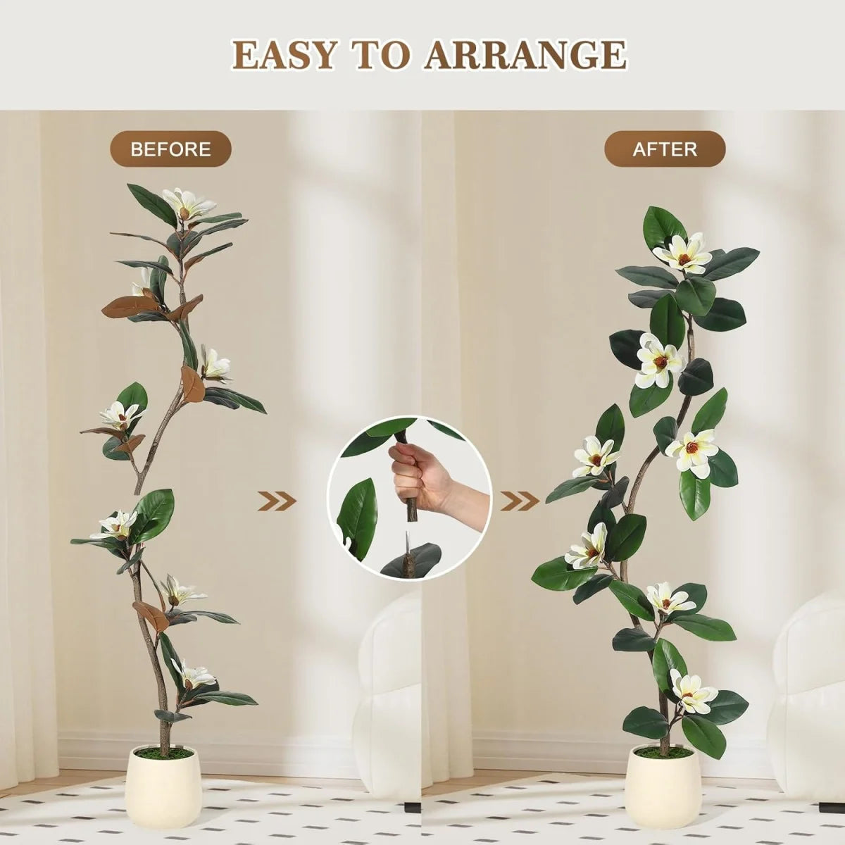 HiMISS Magnolia Artificial Tree In Planter Indoor Floor Plant