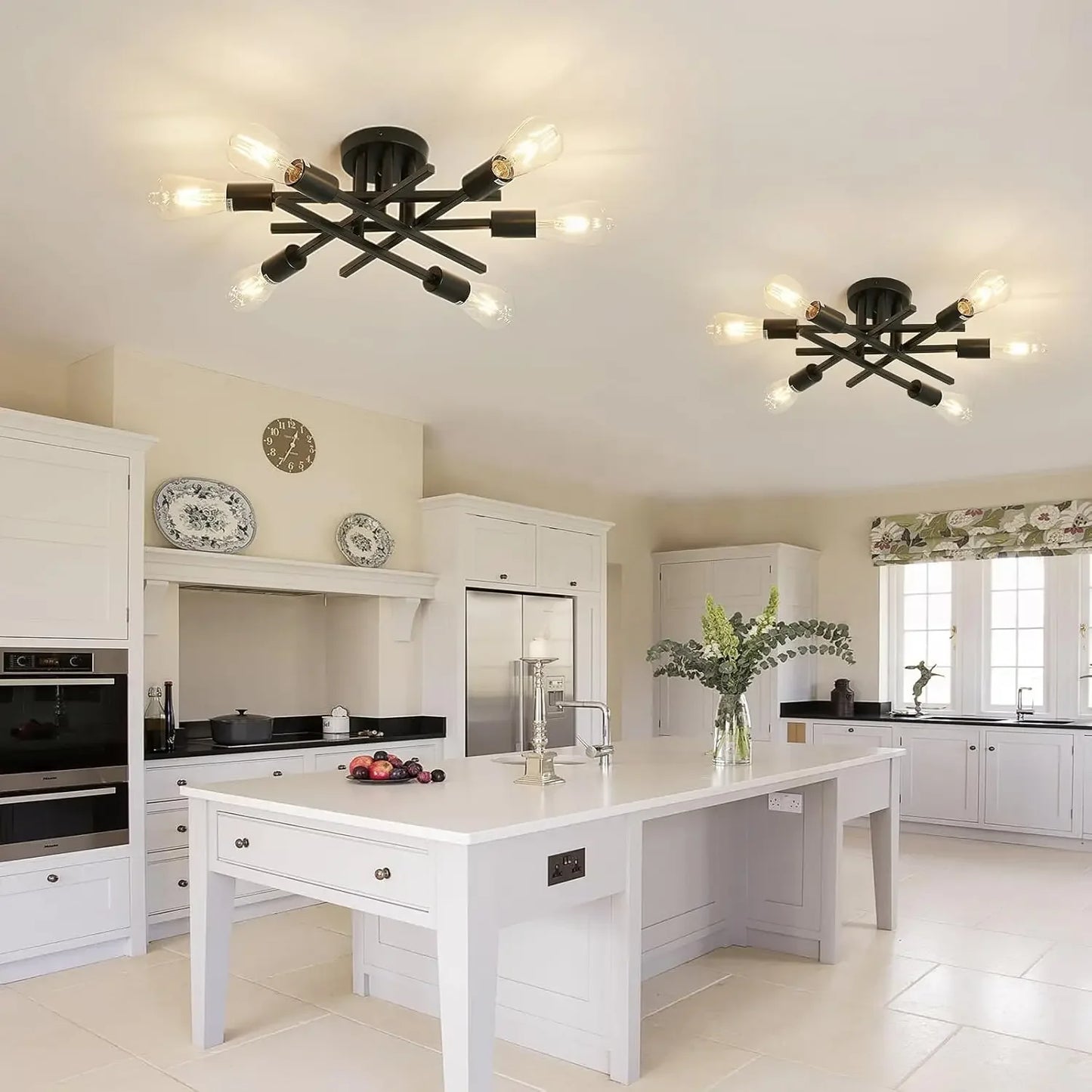 Semi Flush Mount Sputnik Ceiling Light Fixture For Farmhouse Dining