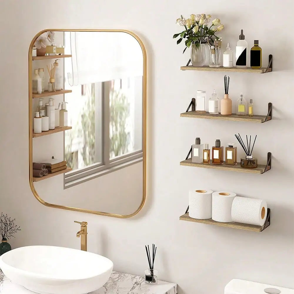 Floating Rustic Wood Shelves for Bedroom Living Room Kitchen Bath