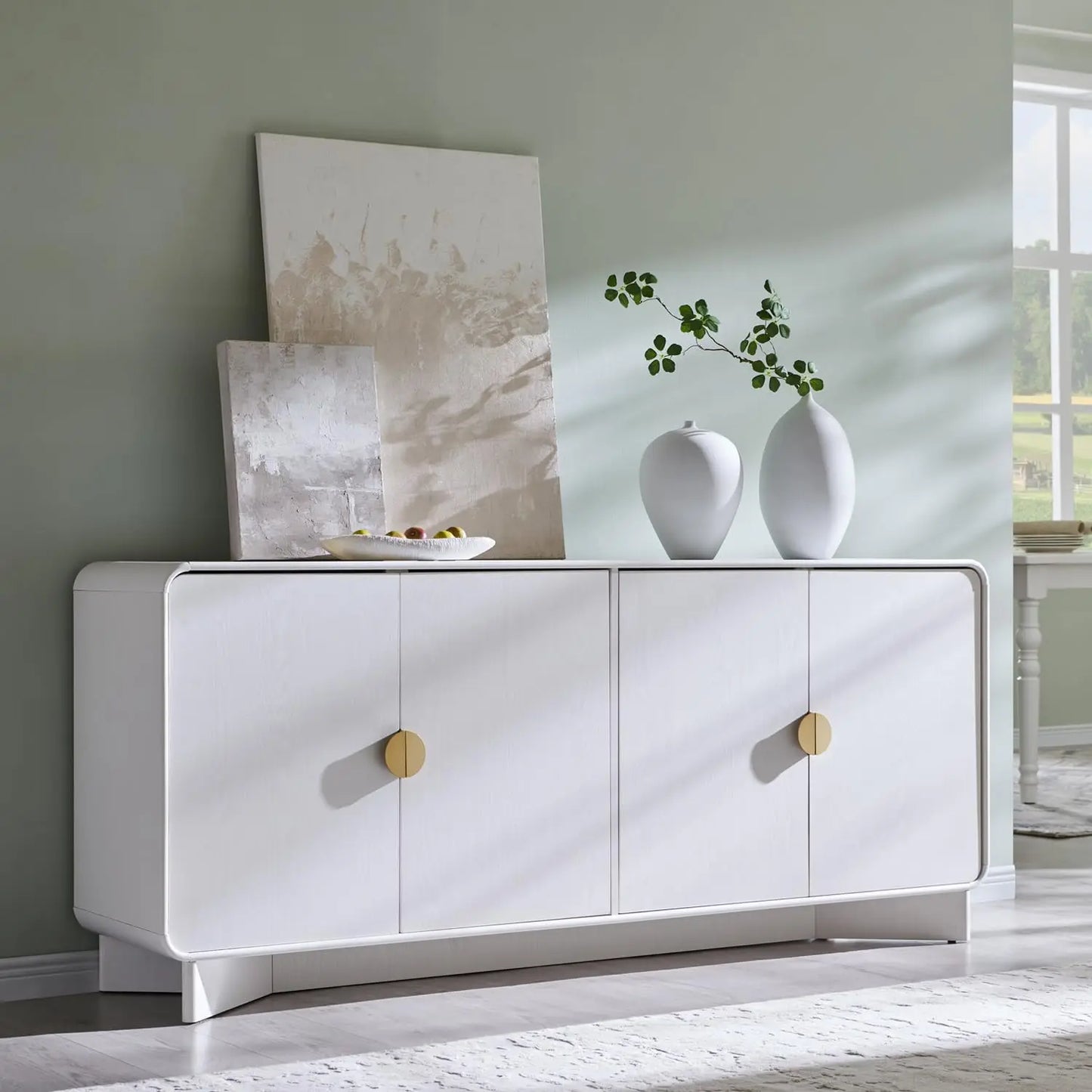 HUANZHUANG Modern Buffet Cabinet With Storage And Adjustable Shelves