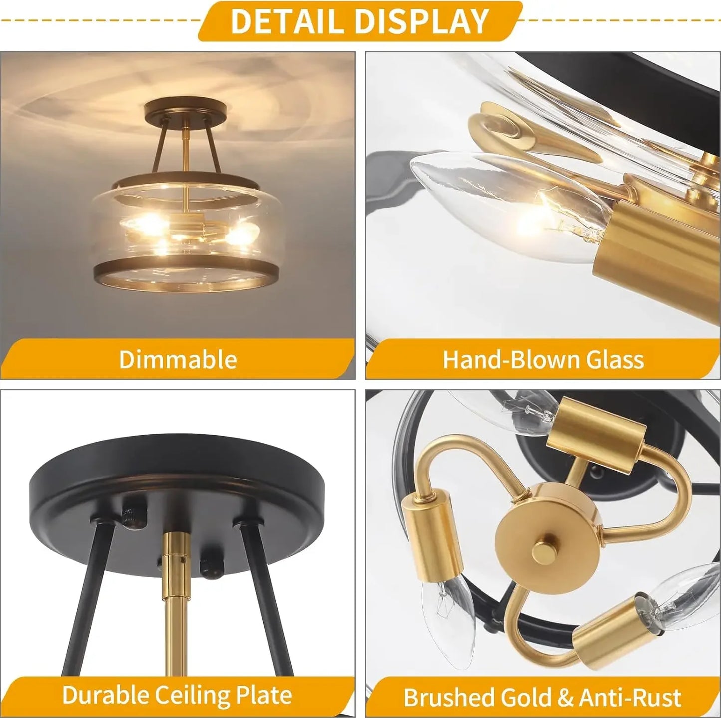 Three Light Modern Drum Ceiling Fixture For Hallways