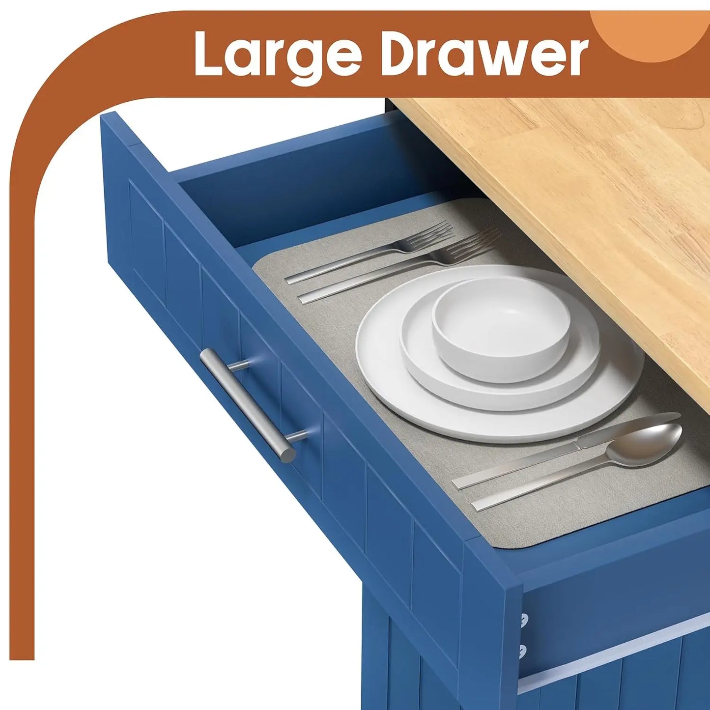 Rolling Kitchen Island Cart With Storage Cabinet And Towel Rack