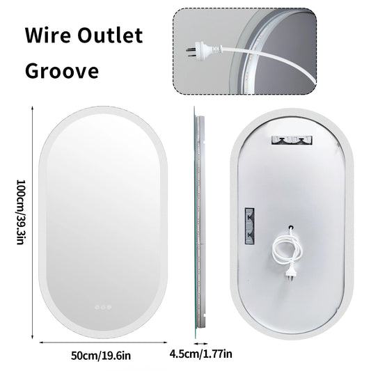 Wisfor Led Oval Bathroom Mirror Mounted Backlit Lights Frameless Antifog