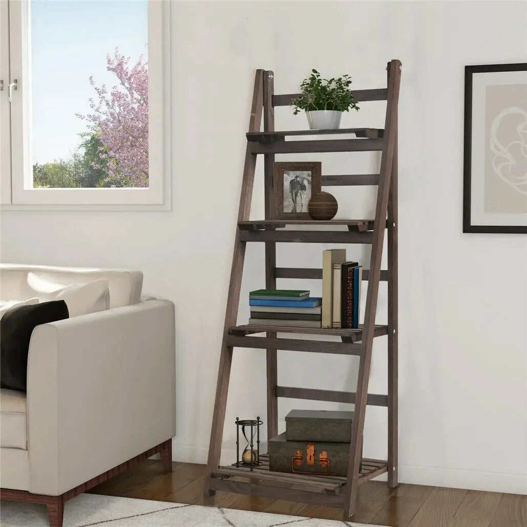 Wisfor 4 Tier Wooden Flower Display Stand For Indoor Outdoor
