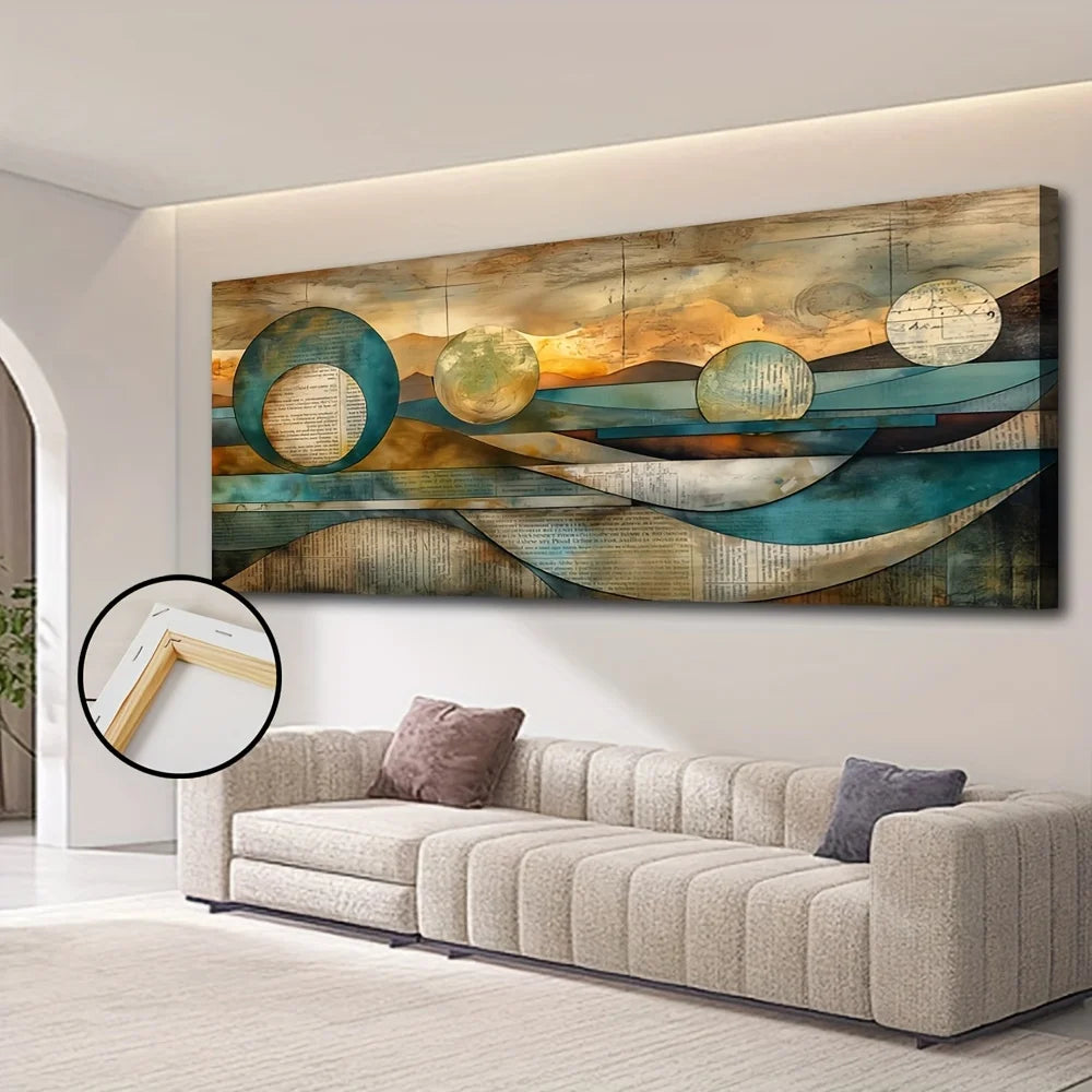 Art Deco Modern Contemporary Canvas Wall Art Pine Frame