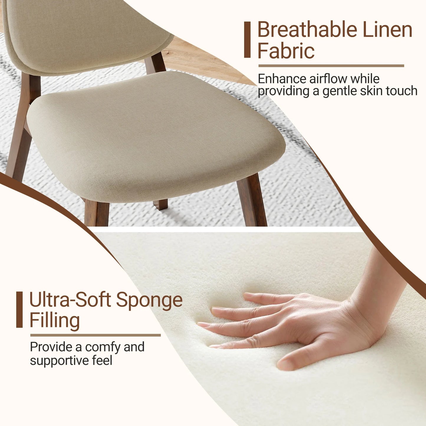 Homasis Modern Dining Chair Set With Upholstered Linen Backrest