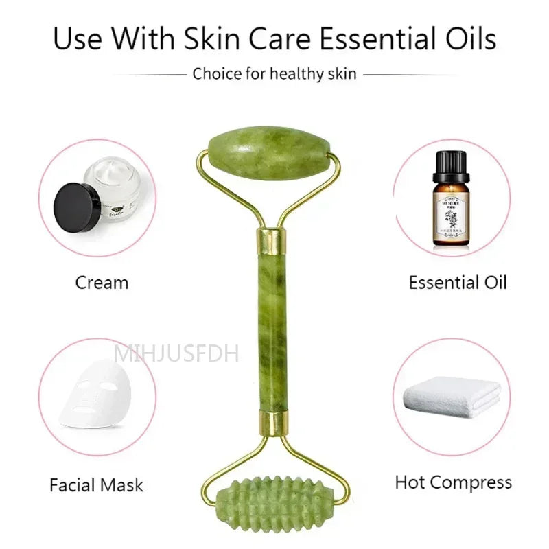 Jade Roller Massager Gua Sha Stone For Face And Body