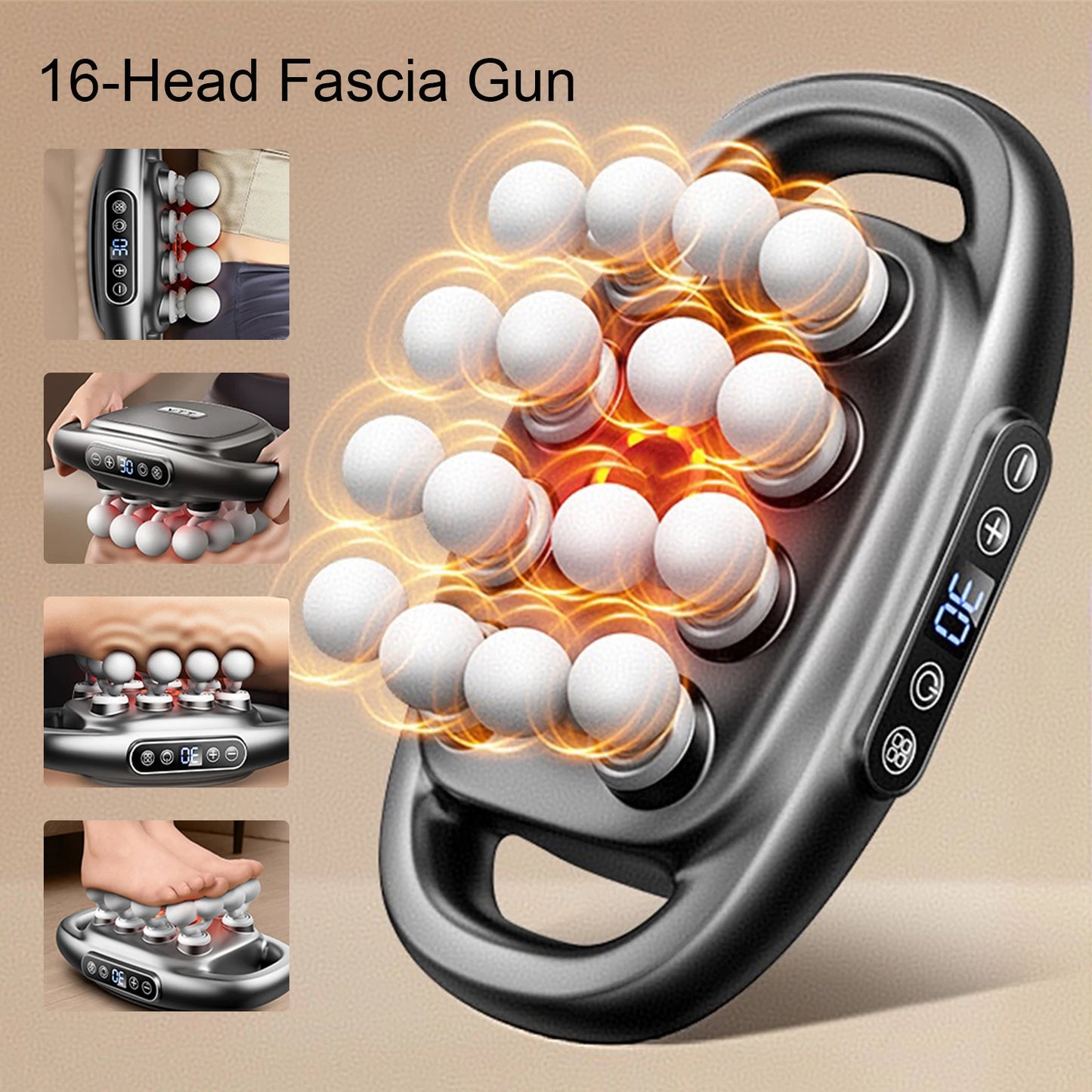 Foreverlily Fascia Gun 16 Heads High Frequency Percussion Massager