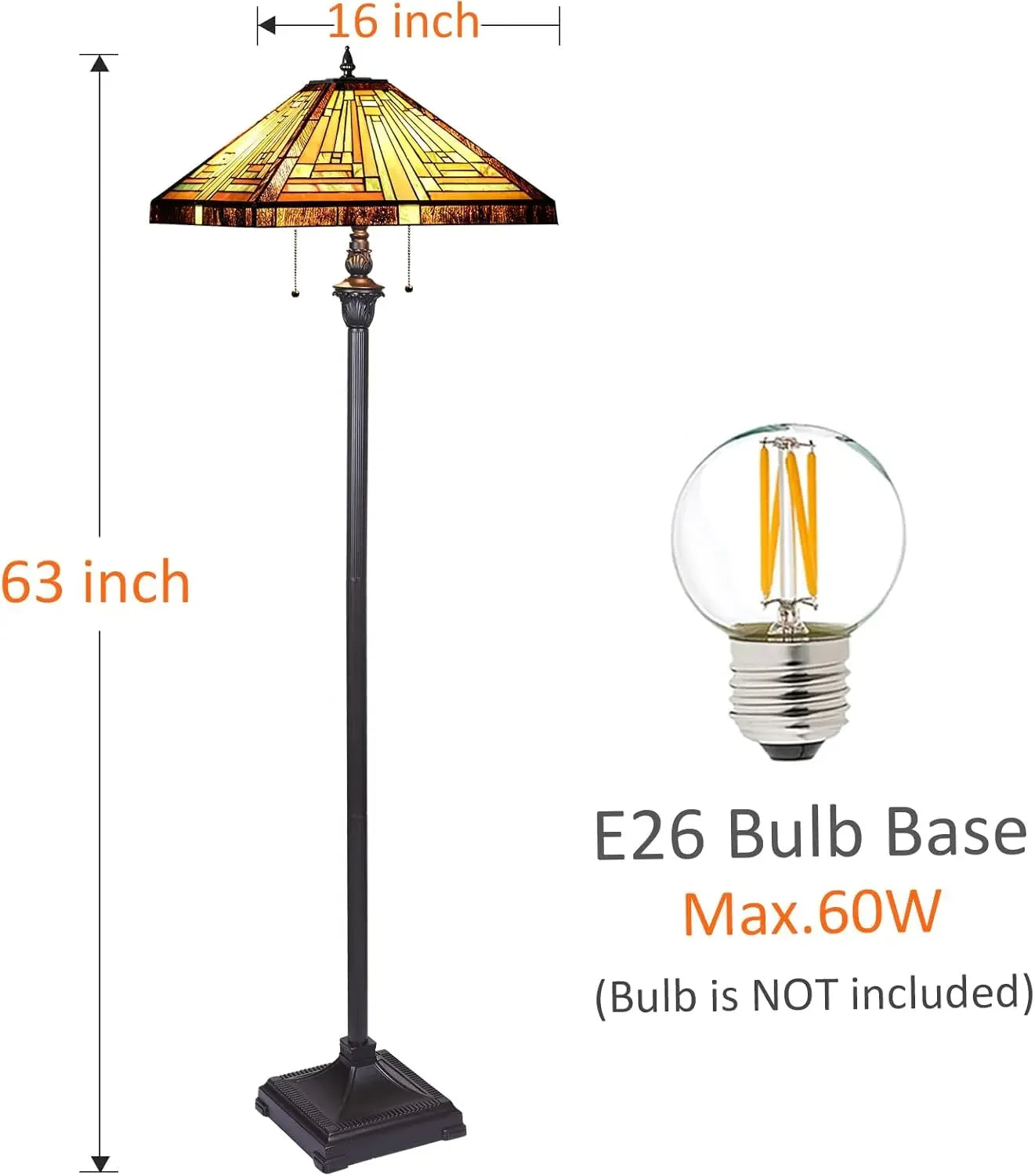 Capulina Tiffany Lamp Stained Glass Floor Lamp 2 Light