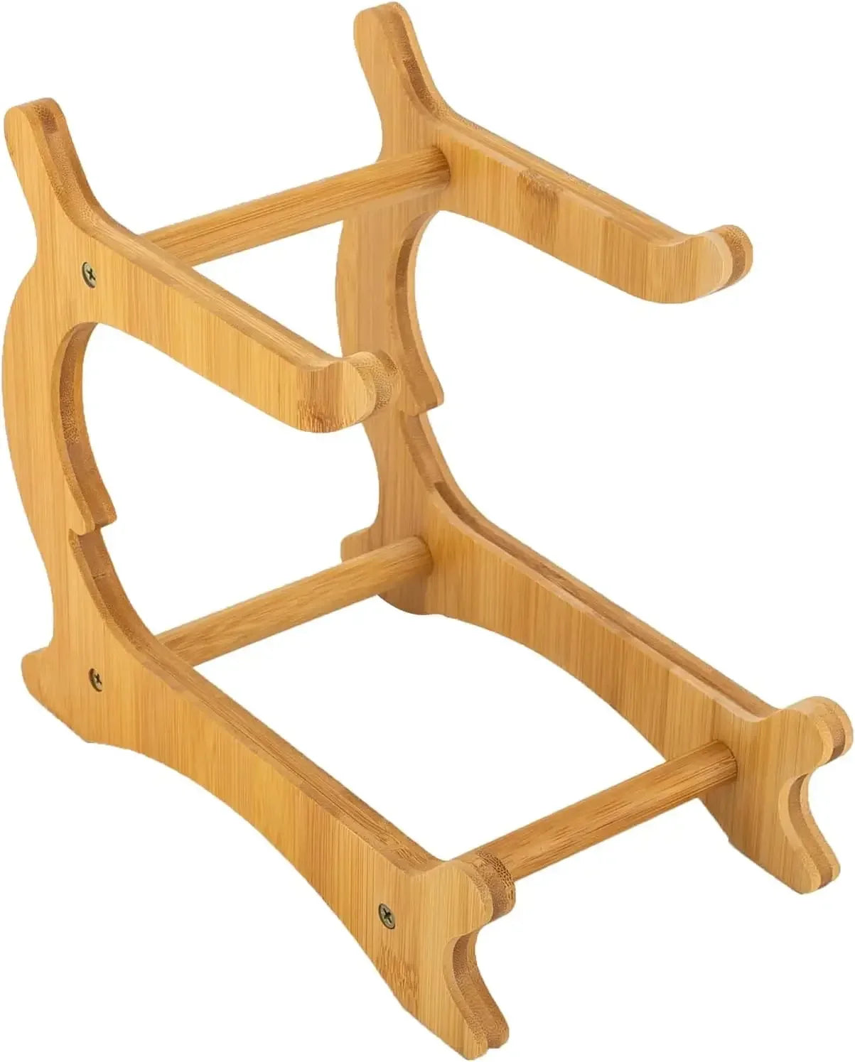 Two Tier Bamboo Wood Frame Fruit Bowl Stand PP Bowls