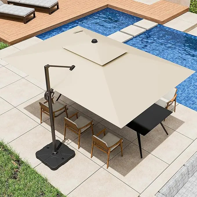 NONECN Cantilever Patio Umbrella Heavy Duty Offset Design 360 Rotation