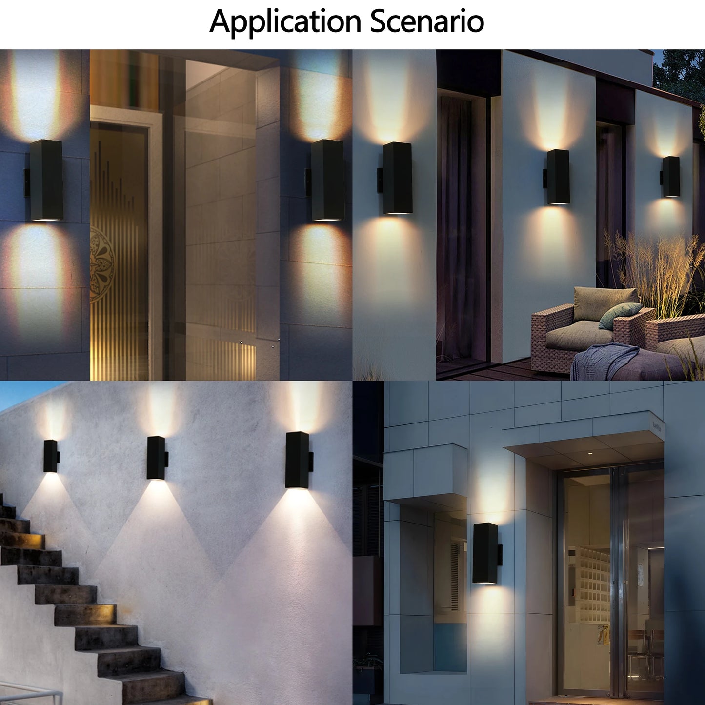 ARLGSITE 2-Pack Outdoor Aluminum Wall Light IP65 Up Down Sconce