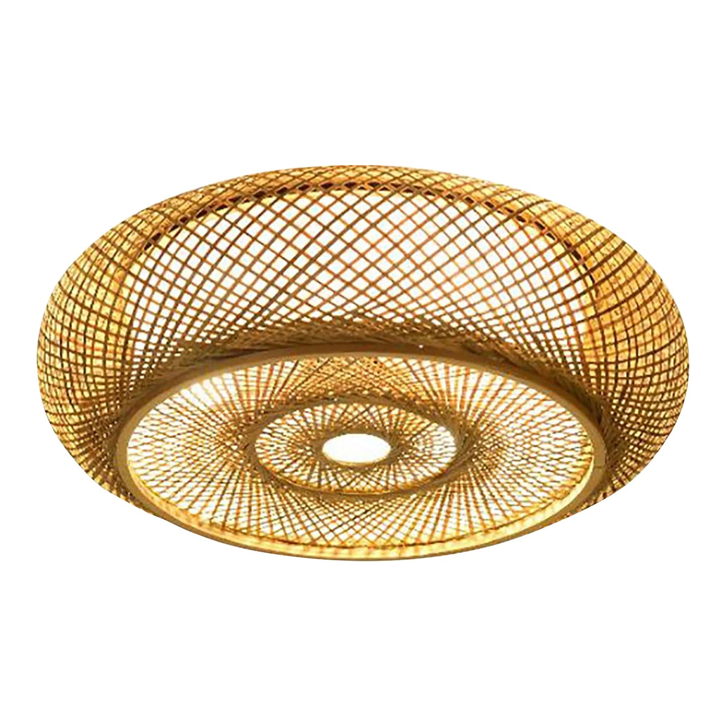 Vintage Bamboo Wicker Rattan Ceiling Light Flush Mount