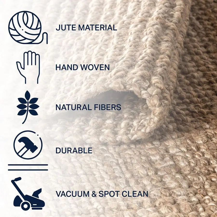 Pata Hand Woven Chunky Jute Indoor Area Rug Bohemian Rustic
