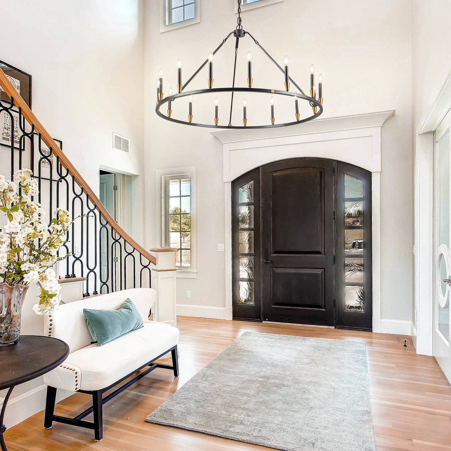 Iron Wagon Wheel Chandelier 15 Light Farmhouse Dining Room Fixture