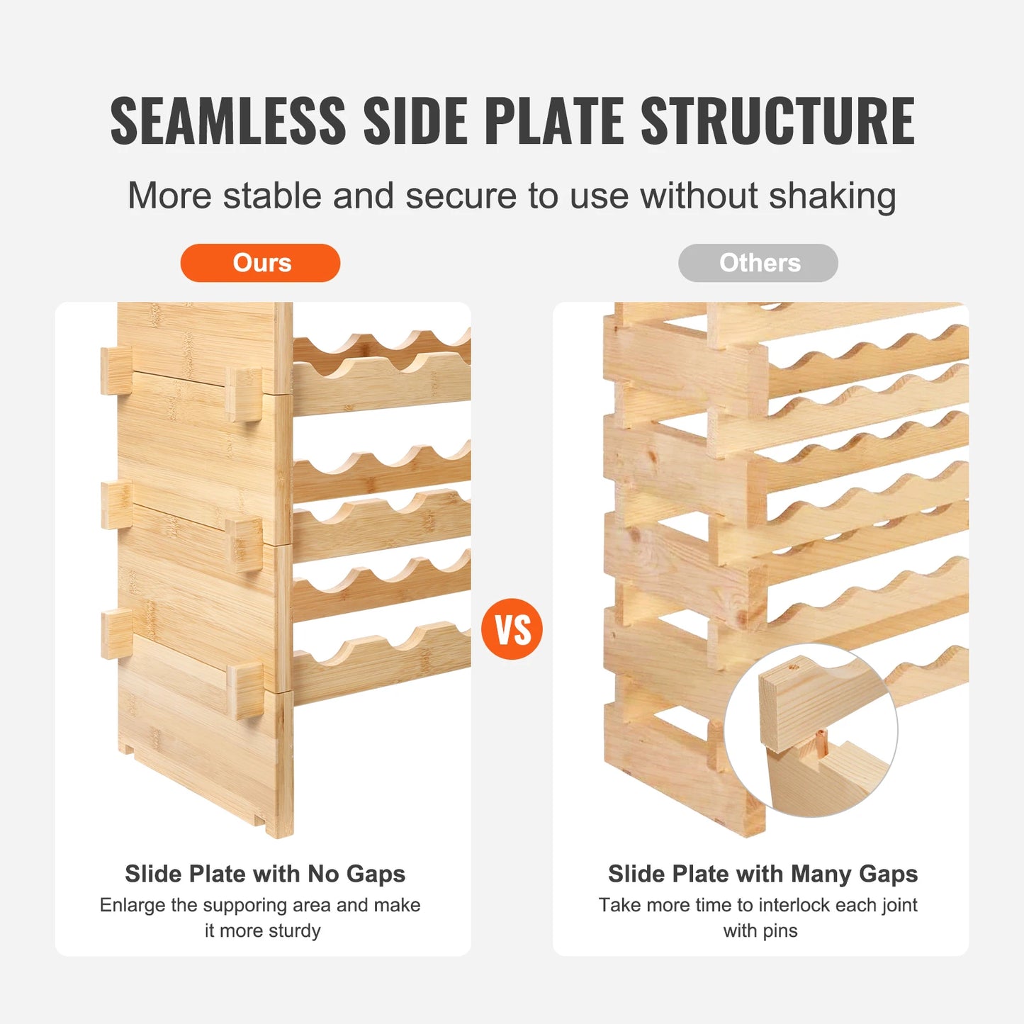 SucceBuy Premium Bamboo Stackable Wine Rack For Kitchen Cellar Display