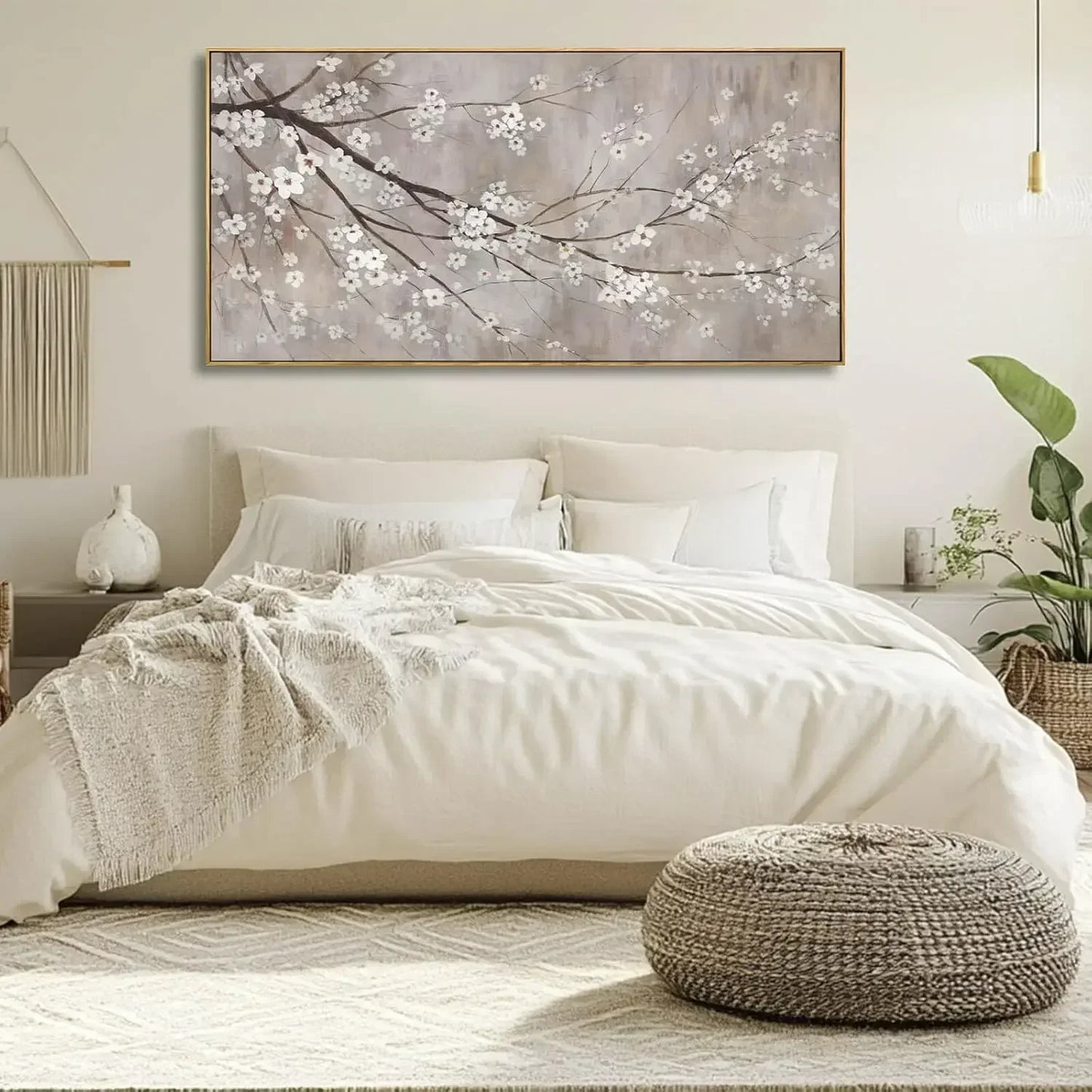 Plum Blossom White Flowers Canvas Painting Wall Art For Living Room