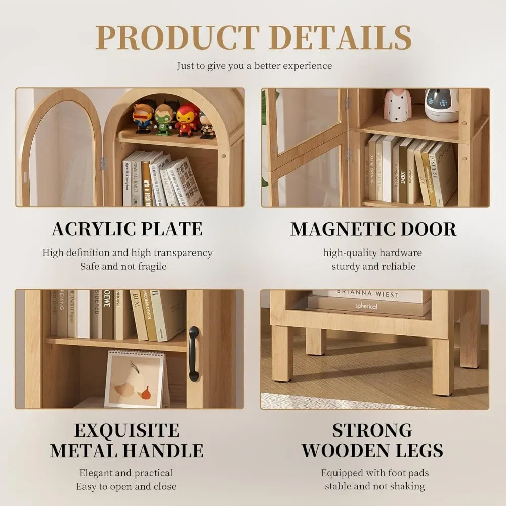 Arched Display Cabinet With Acrylic Glass Doors 5-Tier Wood