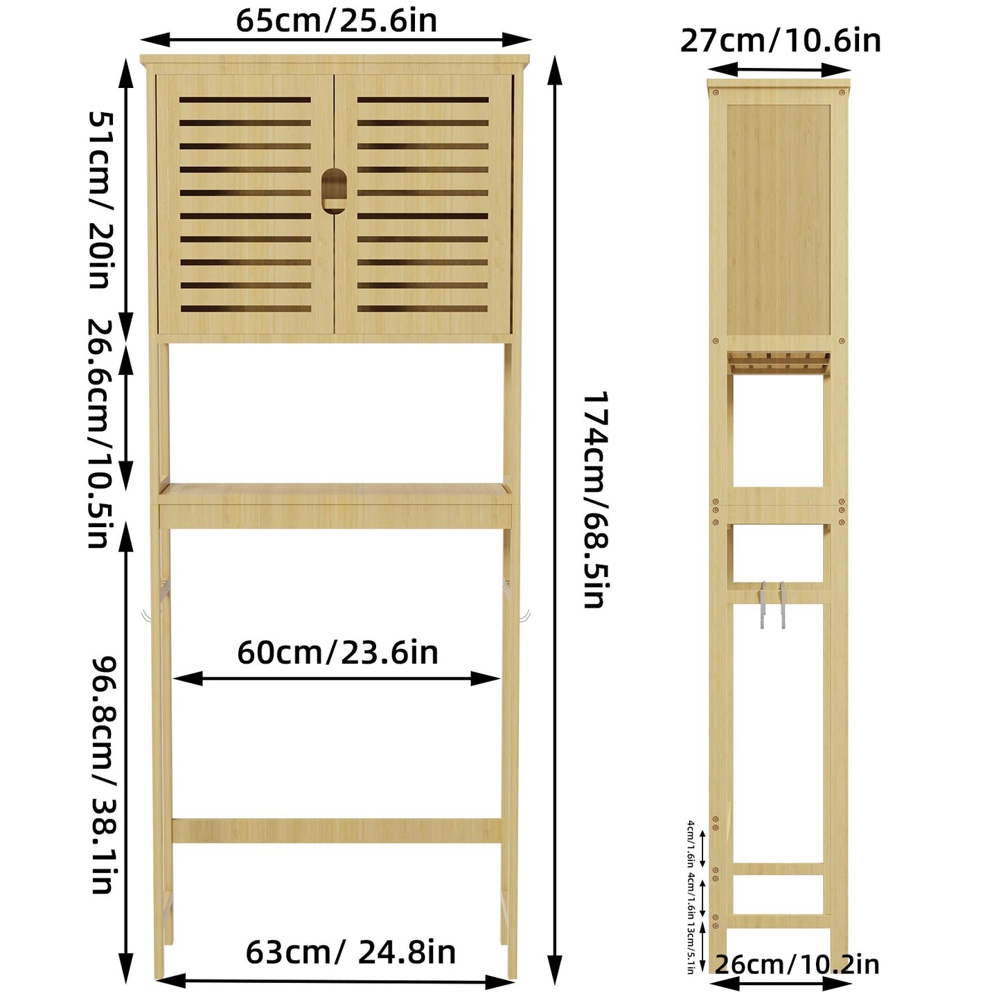 Wisfor Bamboo Over The Toilet Storage Cabinet Free Standing
