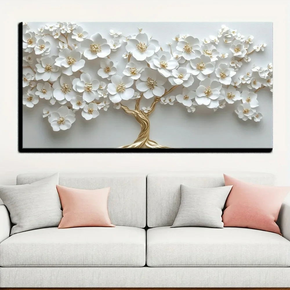 Nordic Flower Oil Painting On Canvas Pine Frame Modern Deco