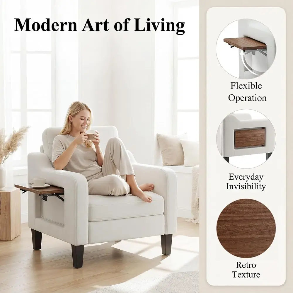 Upholstered Swivel Wood-Frame Armchair