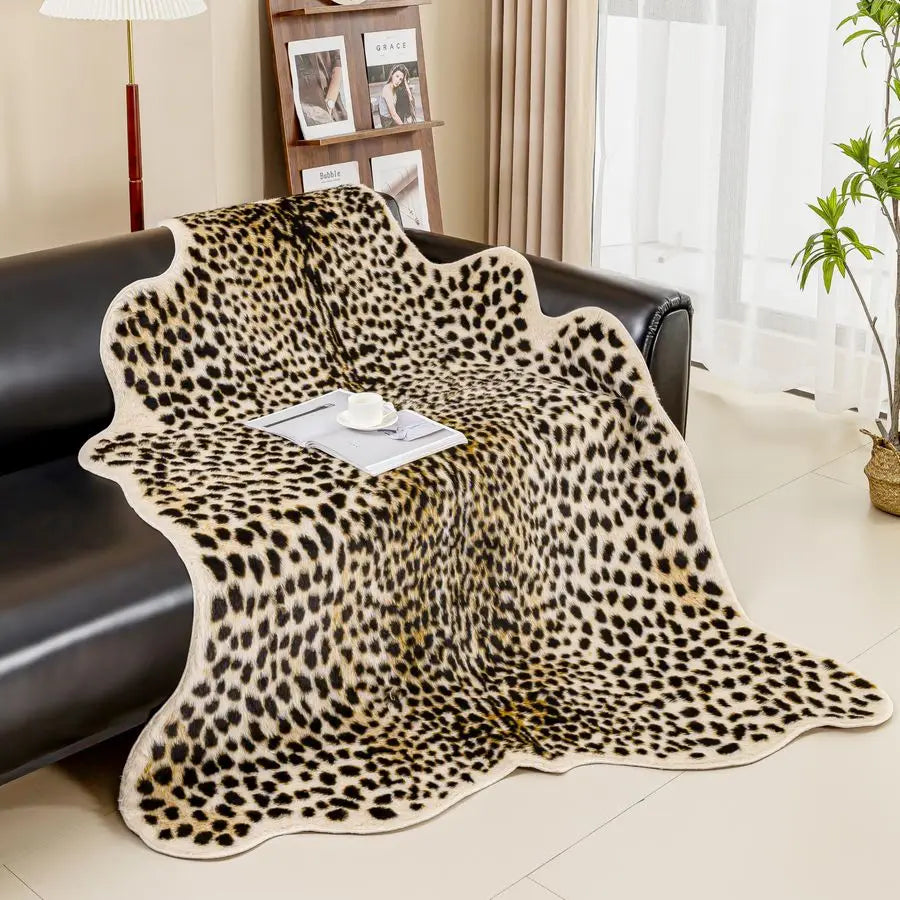 Leopard Print Cheetah Faux Fur Rug For Bedroom Living Room