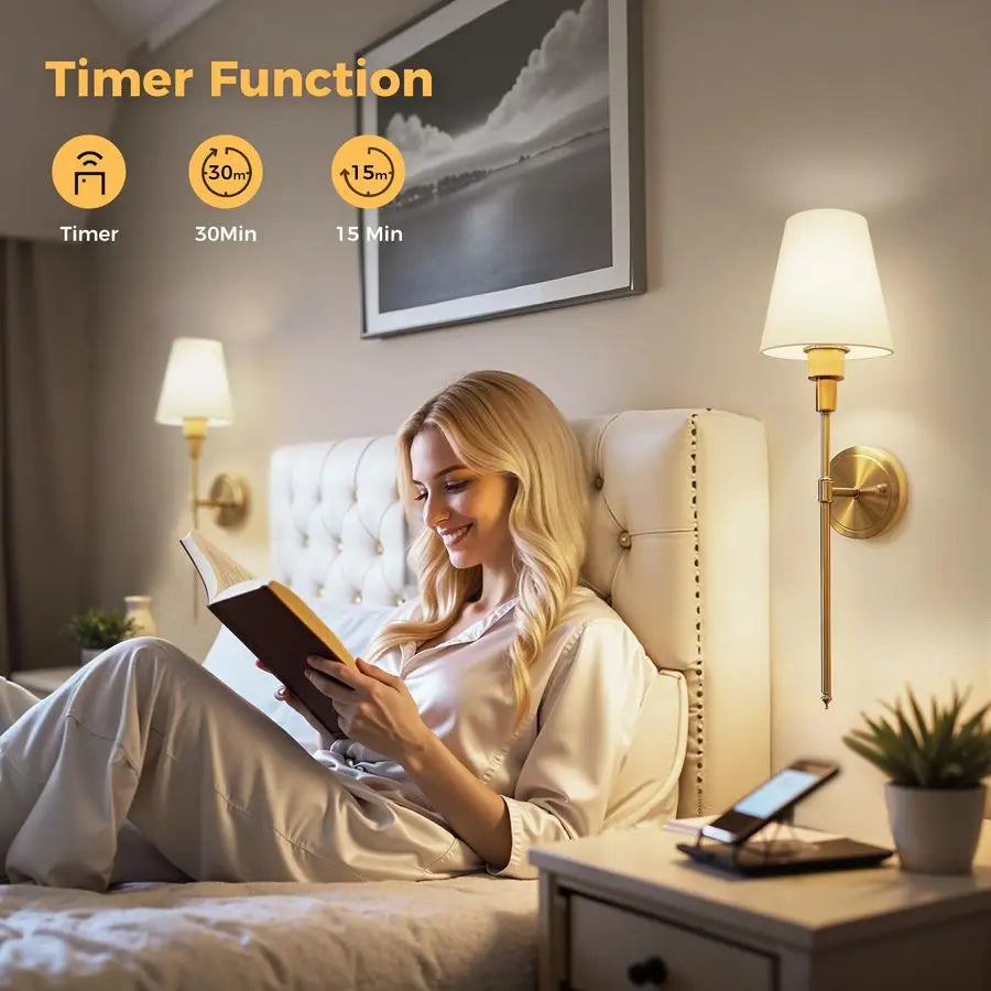 Battery Operated Wall Sconce Rechargeable Wireless Set Of Two