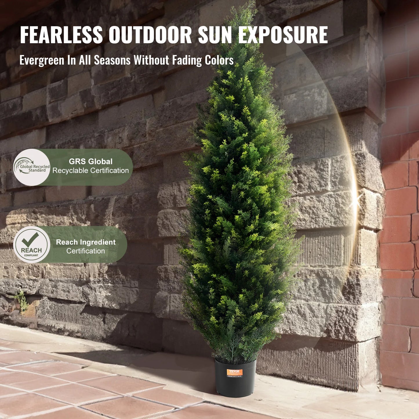 SucceBuy Artificial Cedar Topiary Tree Outdoor Decorative Evergreen Set