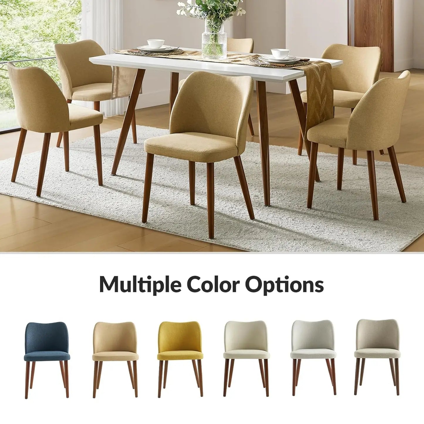 Upholstered Dining Chairs For Kitchen And Dining Room With Curved Back