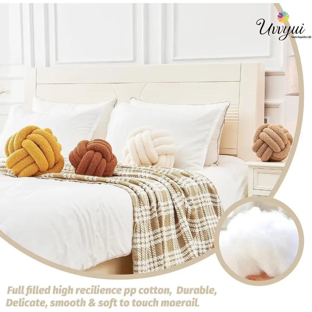 NBVCX Handmade Knot Ball Pillow Soft Round Plush Cushion Decor