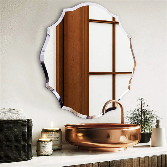 Scalloped Beveled Oval Wall Mirror