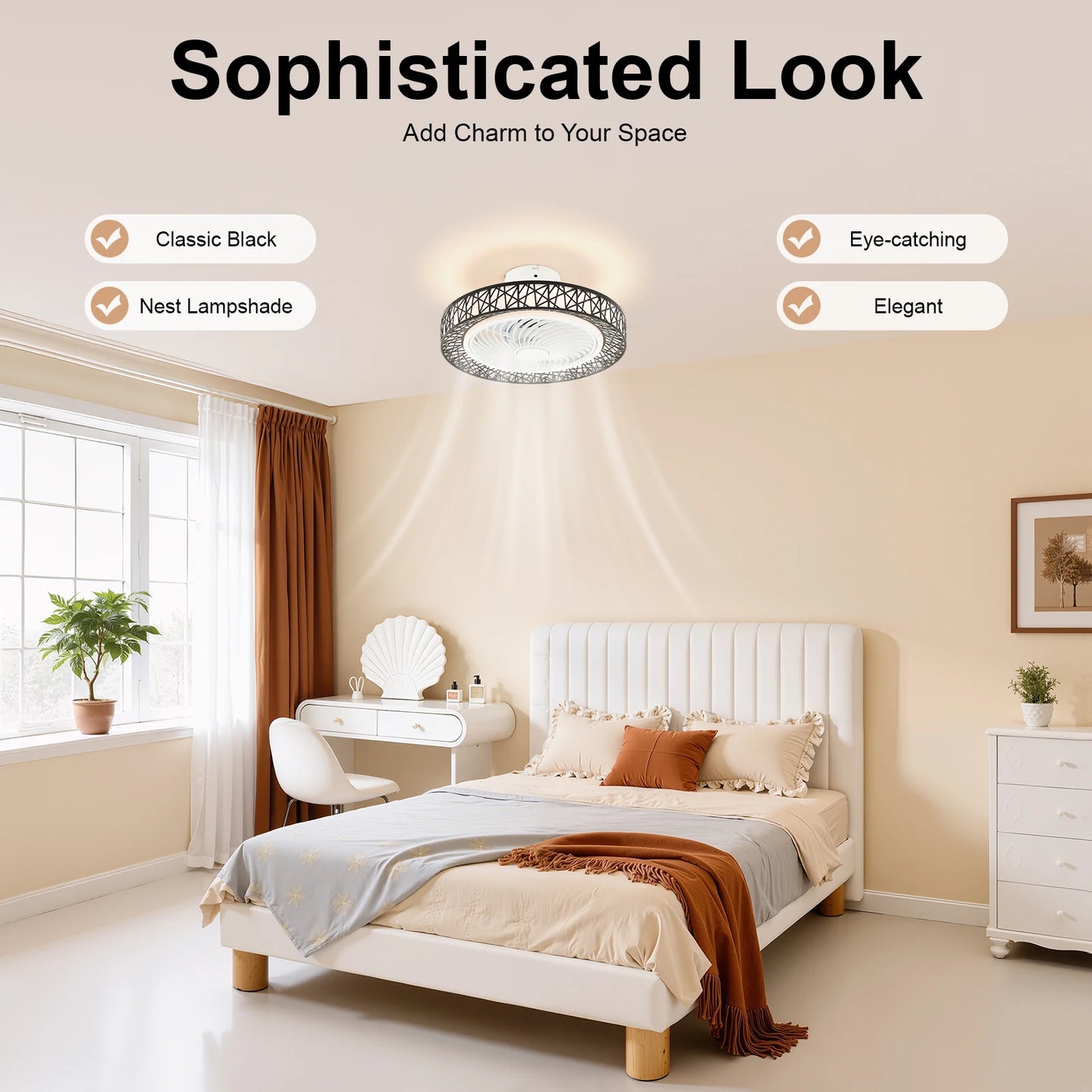 Ceiling Fan Light With Remote Control Modern ABS Low Noise