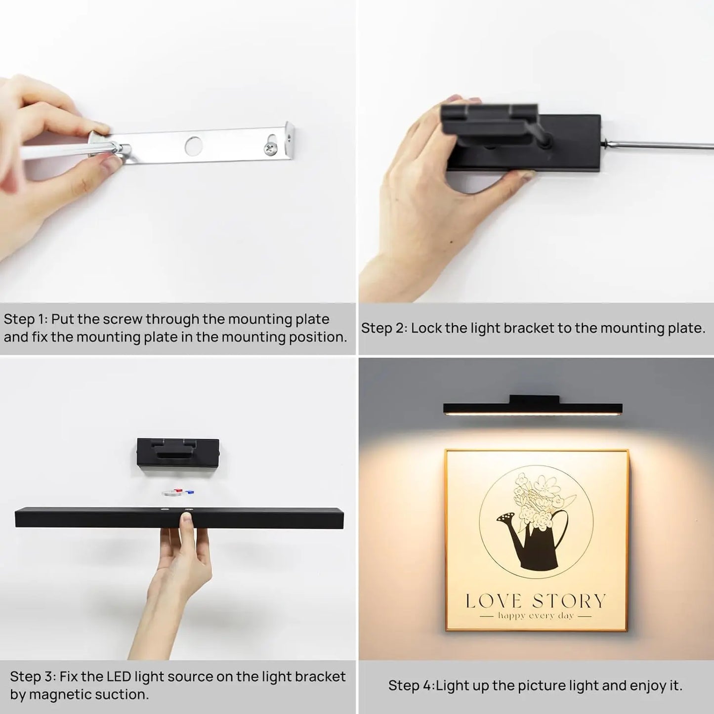 PRTILOUD Wireless Art Light Dimmable With Remote Control